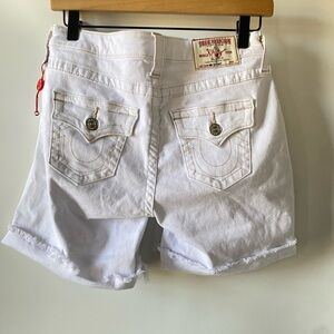 True Religion White Distressed Cut-Off Jean Shorts  Size 26